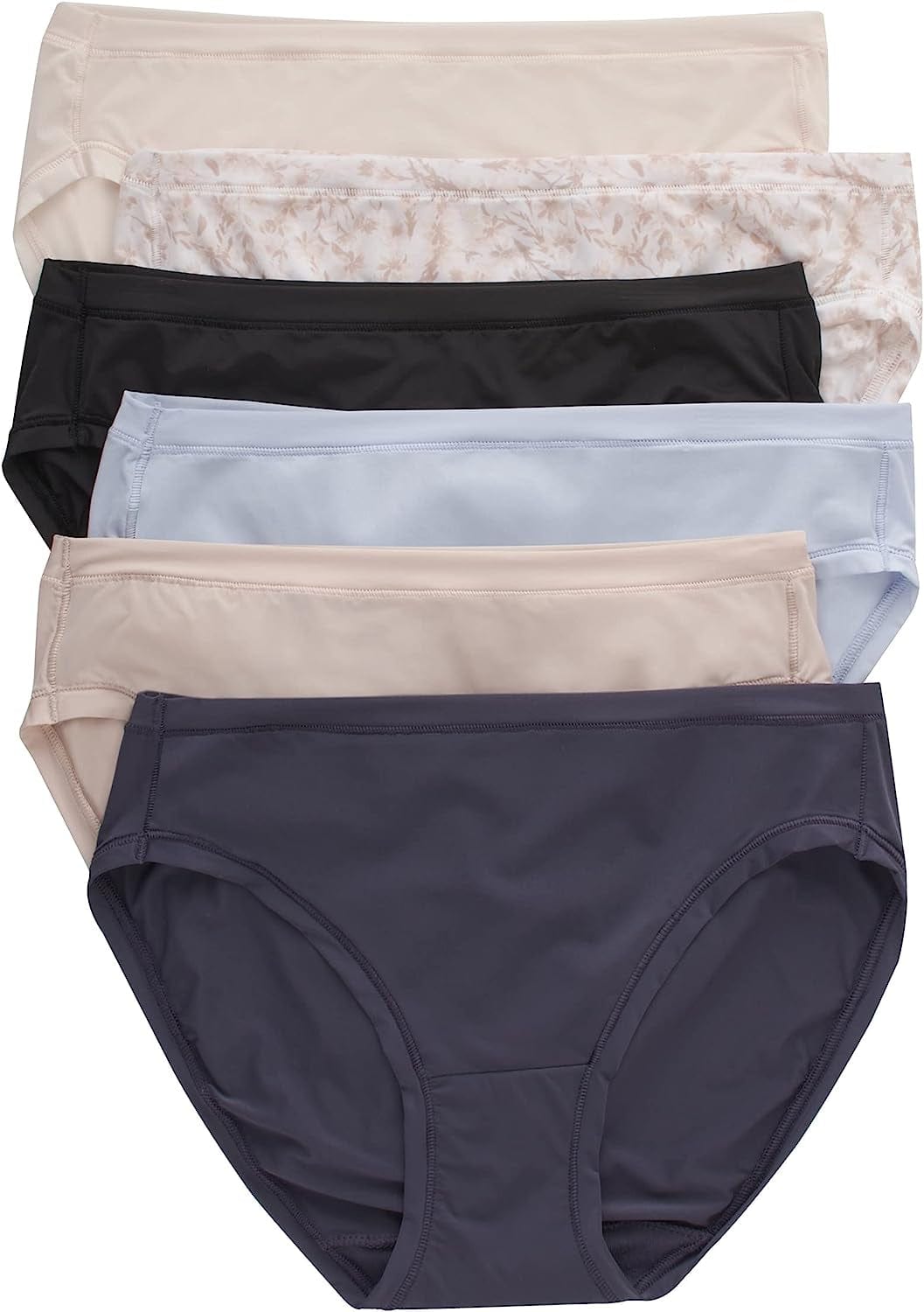 Hanes Women'S Comfortflex Fit Microfiber Panties, Moisture Wicking Underwear, Cooling and Breathable, 6-Pack Assorted / Bikini / Medium
