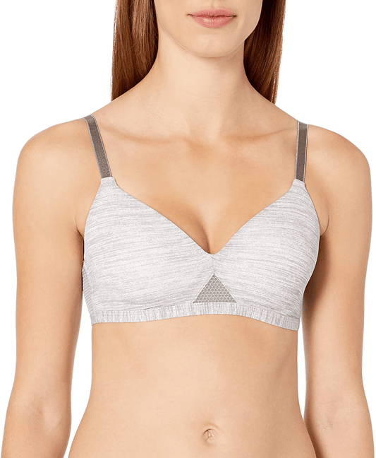 Hanes Women's Oh So Light Foam ComfortFlex Fit Wirefree Bra MHG521 Coolest Grey Heather Print / Small