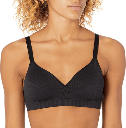 Hanes Women's Perfect Coverage ComfortFlex Wirefree Bra MHG260 Black Rib / Small
