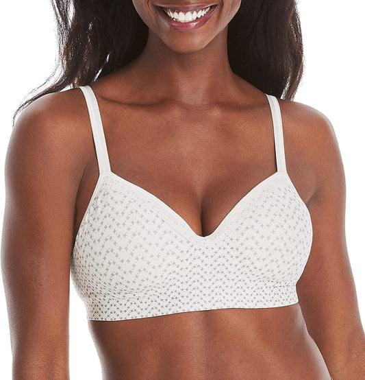Hanes Women'S Smoothtec Comfortflex Fit Wirefree Bra MHG199 Tic Tac Chevron Print / Large