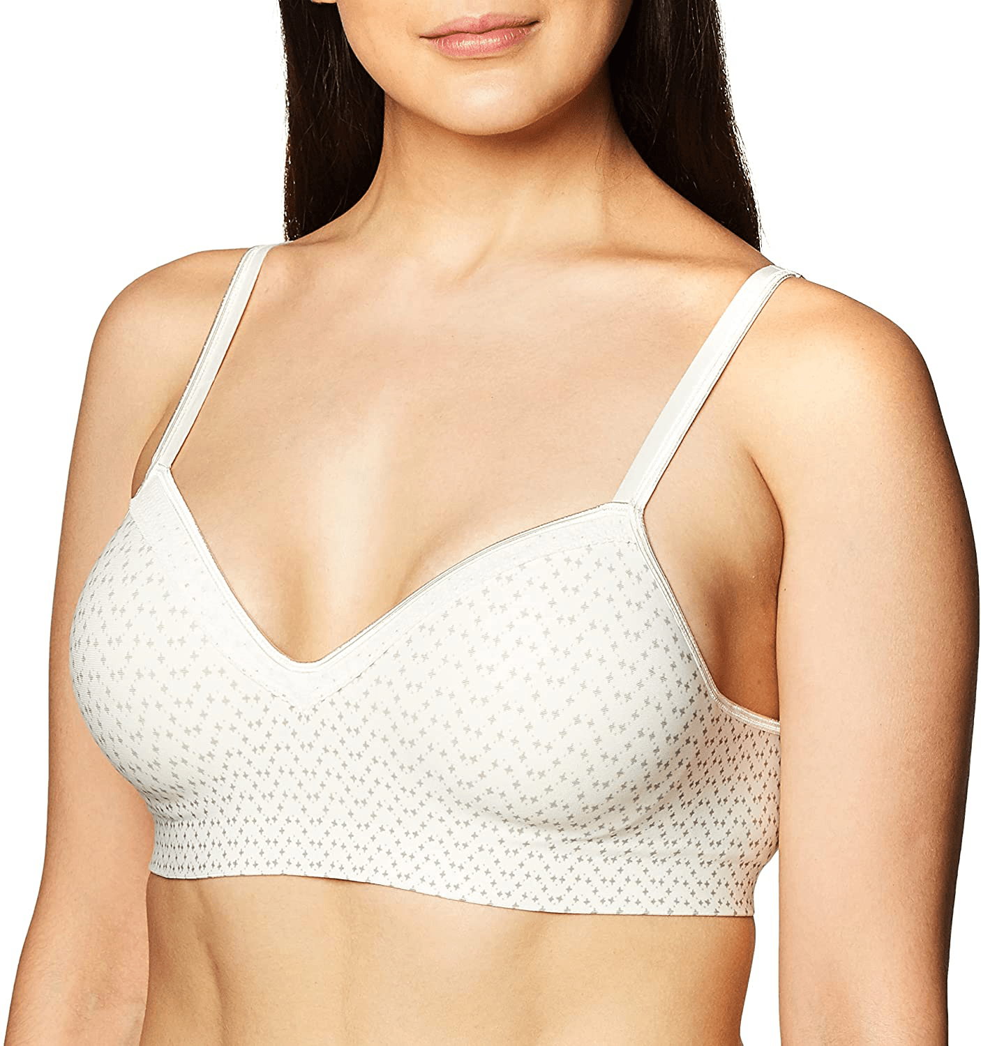 Hanes Women's SmoothTec ComfortFlex Fit Wirefree Bra MHG199 Tic Tac Chevron Print / 3X-Large
