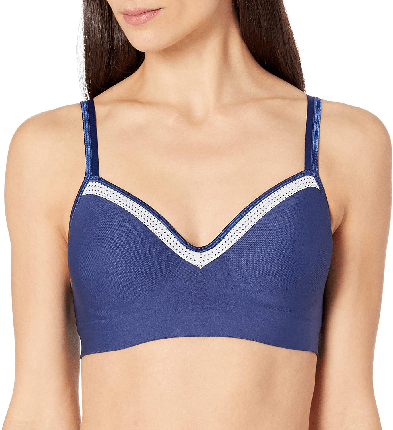 Hanes Women's SmoothTec ComfortFlex Fit Wirefree Bra MHG199 In the Navy/Sterling Grey / Medium