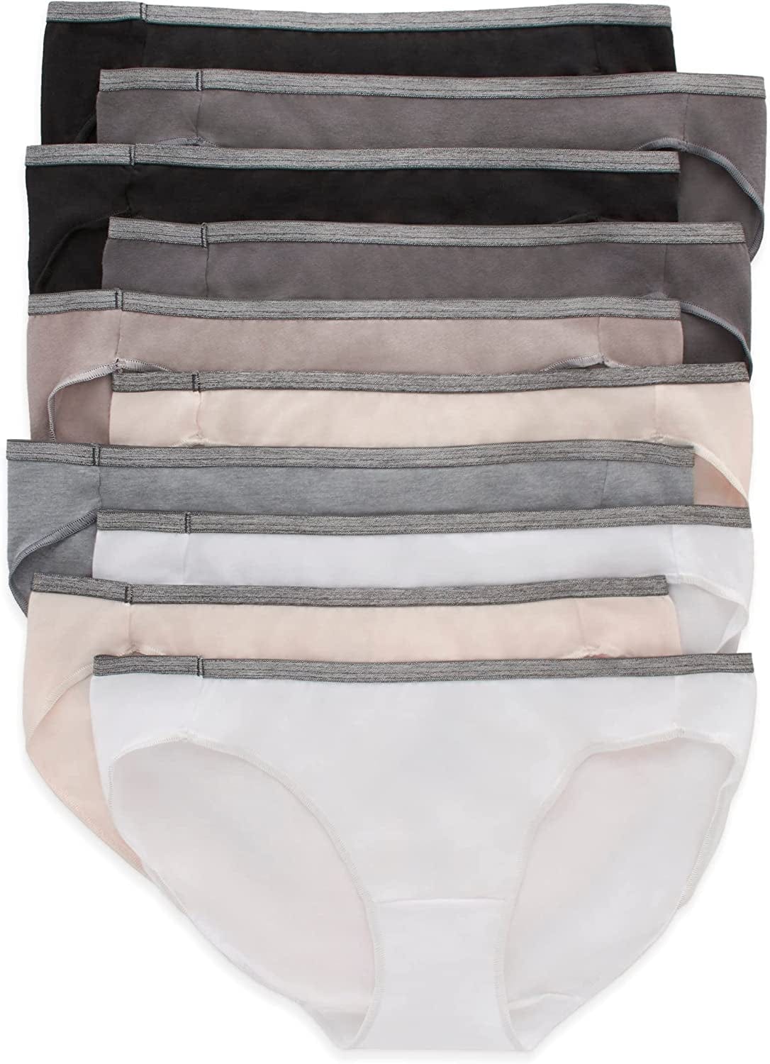 Hanes Women'S Stretch Panties, Moisture-Wicking Cotton Underwear, 10-Pack (Colors May Vary) Multicolor / Bikini / 7