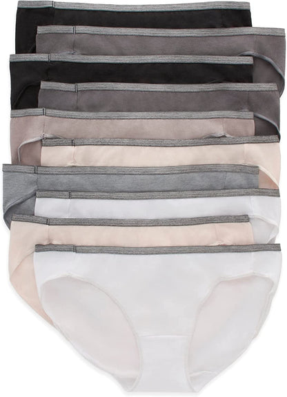 Hanes Women'S Stretch Panties, Moisture-Wicking Cotton Underwear, 10-Pack (Colors May Vary) Multicolor / Bikini / 7