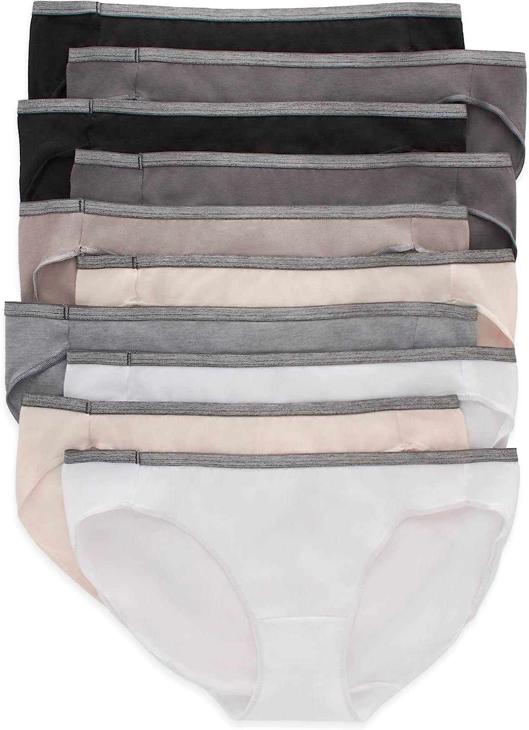 Hanes Women'S Stretch Panties, Moisture-Wicking Cotton Underwear, 10-Pack (Colors May Vary) Multicolor / Bikini / 5