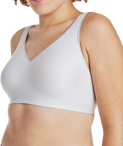 Hanes Women'S Wireless Bra with Cooling, Seamless Smooth Comfort Wirefree T-Shirt Bra Sterling Grey Herringbone Print / 3X-Large