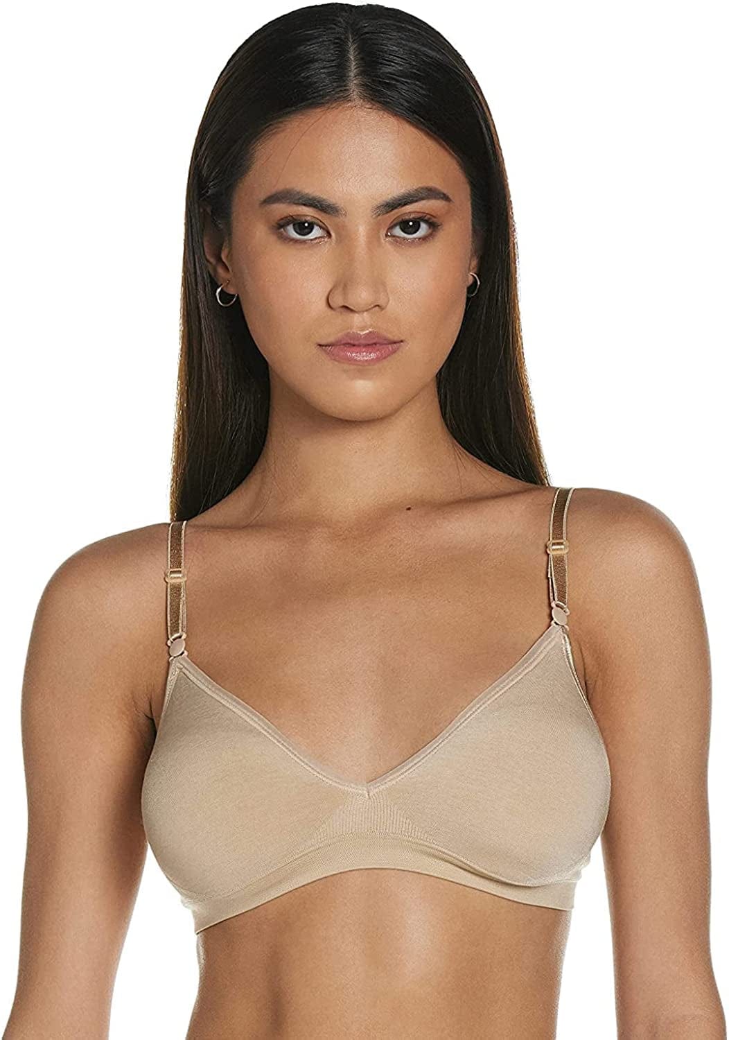Hanes Women'S Wireless T-Shirt Bra, Moisture-Wicking Convertible Smoothing Bra, Full-Coverage Nude Heather / XX-Large