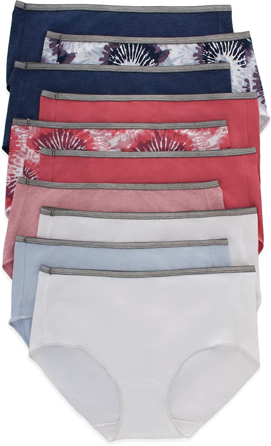 Hanes Womens Cotton Stretch Panties, Moisture-Wicking Cotton Underwear, 10-Pack (Colors May Vary) Multicolor / 9