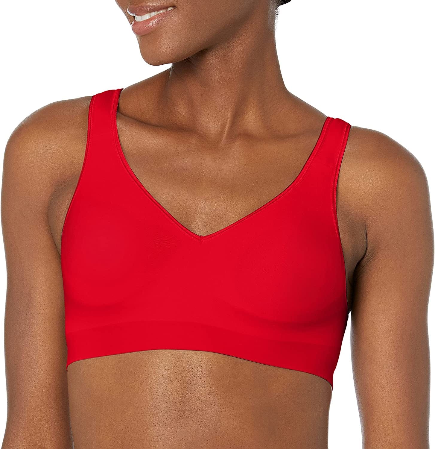 Hanes Womens Wireless Bra with Cooling, Seamless Full-Coverage T-Shirt Bra (Retired Colors) Red Stone / X-Large