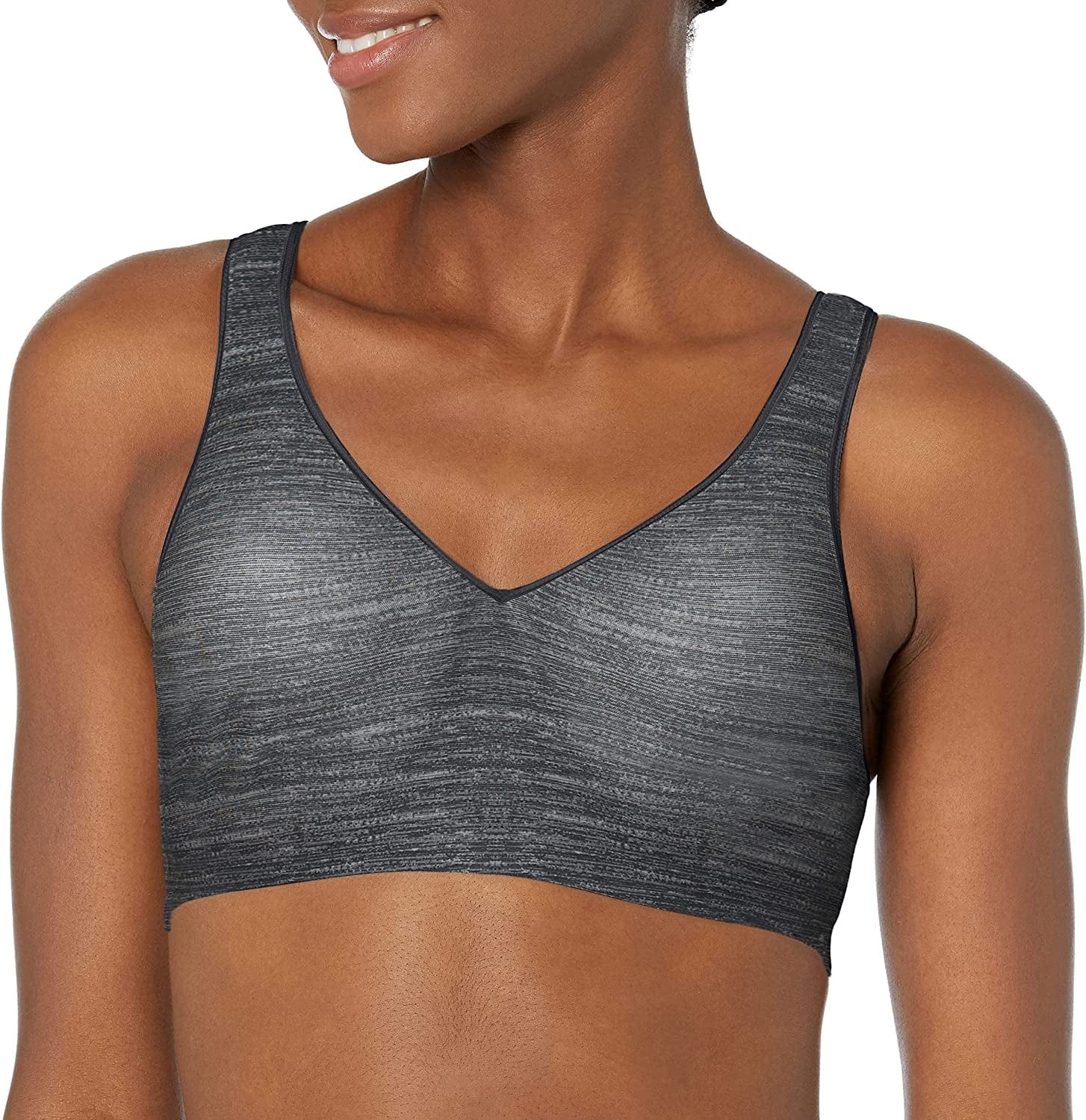 Hanes Womens Wireless Bra with Cooling, Seamless Full-Coverage T-Shirt Bra (Retired Colors) Grey Heather Print / X-Large
