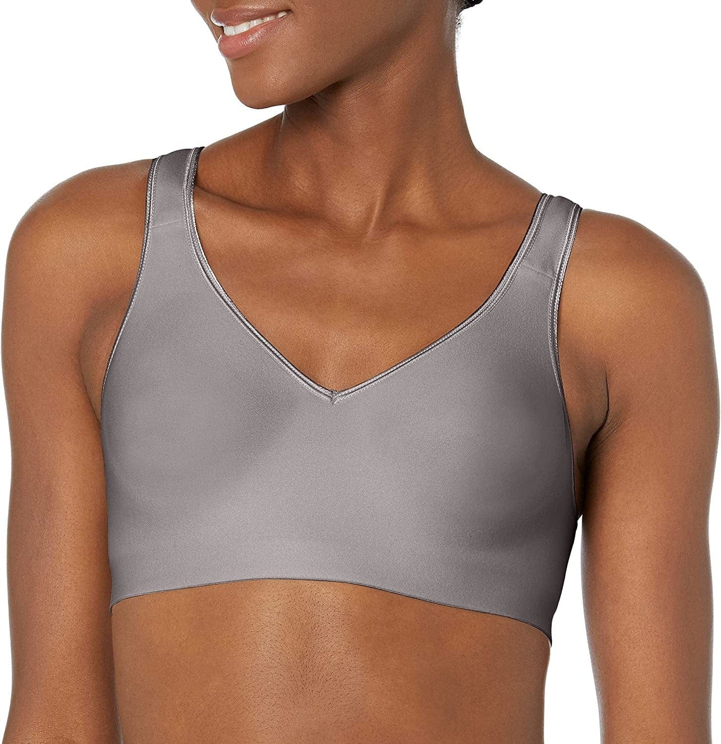 Hanes Womens Wireless Bra with Cooling, Seamless Full-Coverage T-Shirt Bra (Retired Colors) Charcoal / Small