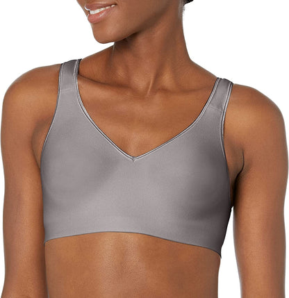 Hanes Womens Wireless Bra with Cooling, Seamless Full-Coverage T-Shirt Bra (Retired Colors) Charcoal / Small