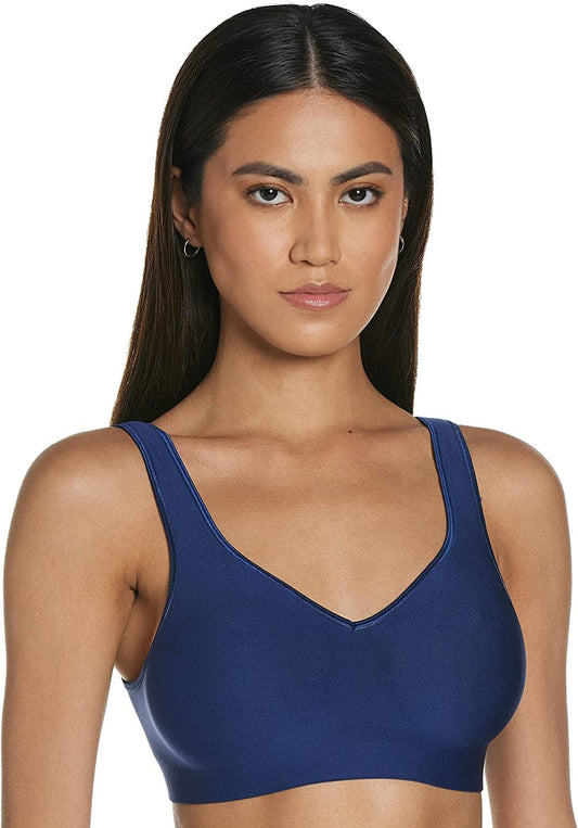 Hanes Womens Wireless Bra with Cooling, Seamless Full-Coverage T-Shirt Bra (Retired Colors) In the Navy / Small