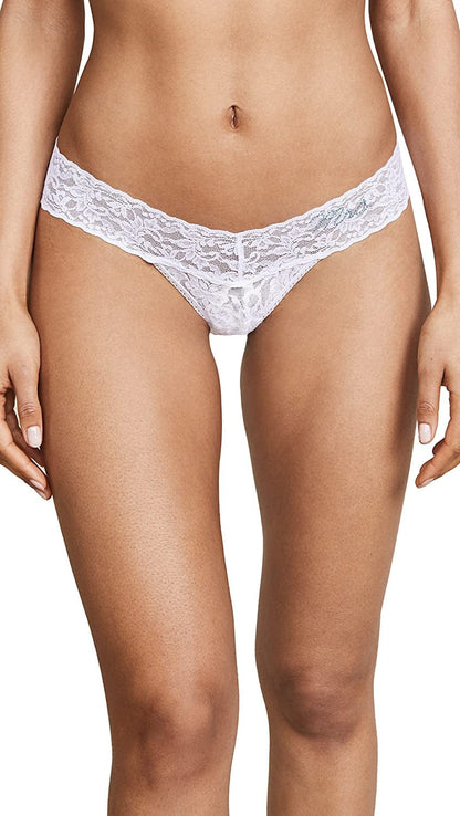 Hanky Panky, Original Rise Thongs, One Size (4-14) White/Baby Blue / One Size