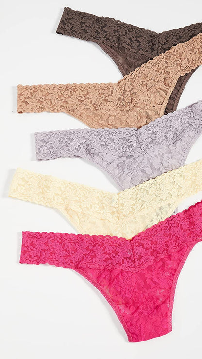 Hanky Panky, Signature Lace plus Thong 5 Pack Print Box, One Size (14-24)