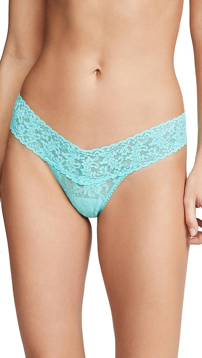 Hanky Panky Women'S Signature Lace Low Rise Thong Blue,aqua