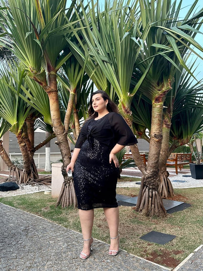 Hanna Nikole Womens Plus-Size-Formal-Dress, 2 Pieces Mother of the Bride Sequins Evening Party Dress with Chiffon Jacket