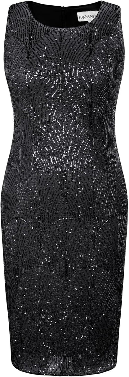 Hanna Nikole Womens Plus-Size-Formal-Dress, 2 Pieces Mother of the Bride Sequins Evening Party Dress with Chiffon Jacket