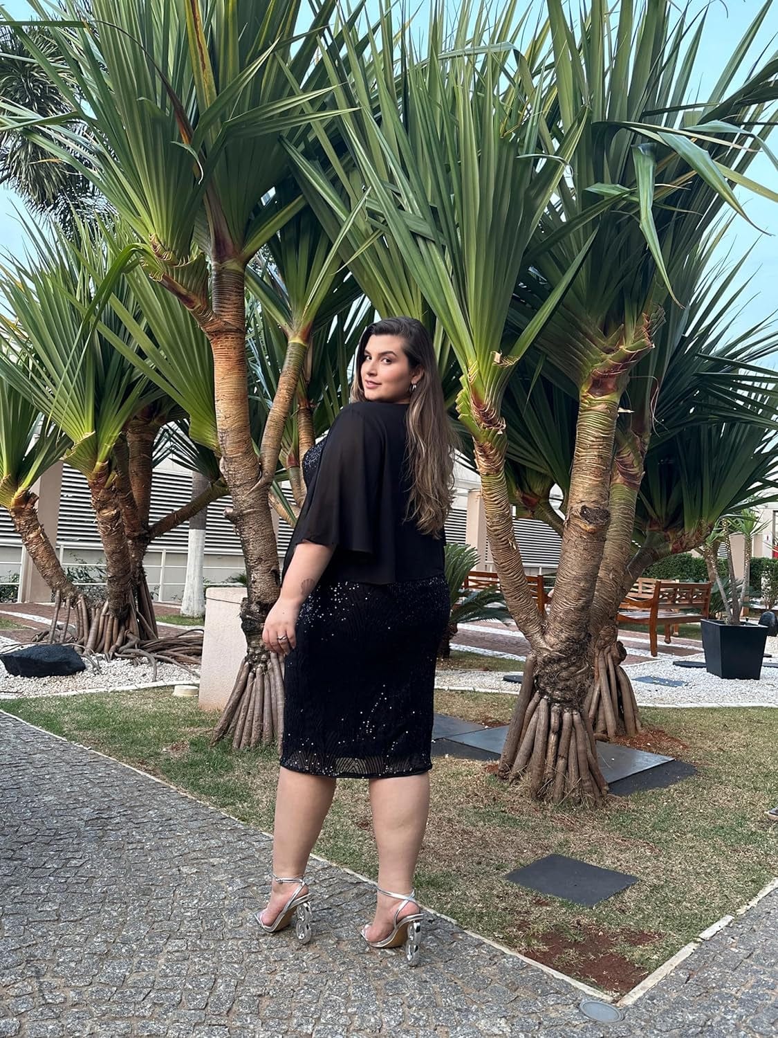 Hanna Nikole Womens Plus-Size-Formal-Dress, 2 Pieces Mother of the Bride Sequins Evening Party Dress with Chiffon Jacket