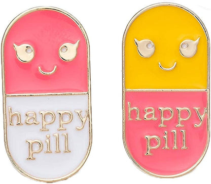 Hanreshe Medical Jewelry 2 Pieces Enamel Brooch Set Nurse Doctor Graduation Medical Student Chemistry Brooch Yellow Chill Pill Pin