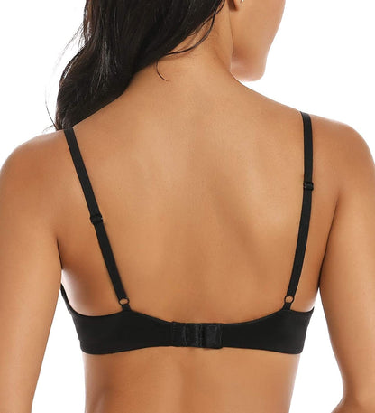 HANSCA Women'S Push up Bra Demi Cup T-Shirt Contour Molded Natural Fit Plunge Underwire Bra Light Padded