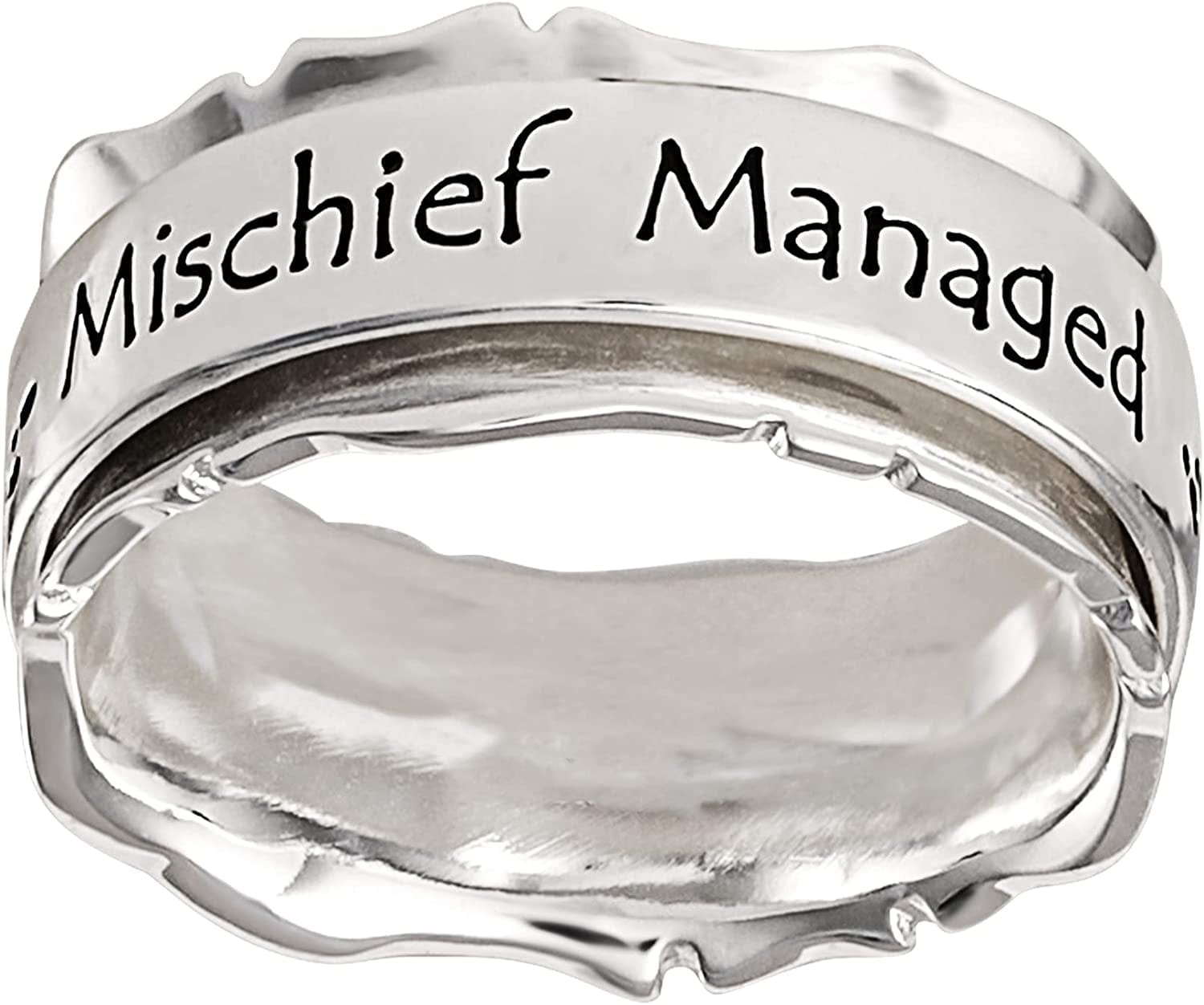 Harry Potter Jewelry - Mischief Managed Spinner Ring, Silver Plated, Size 7