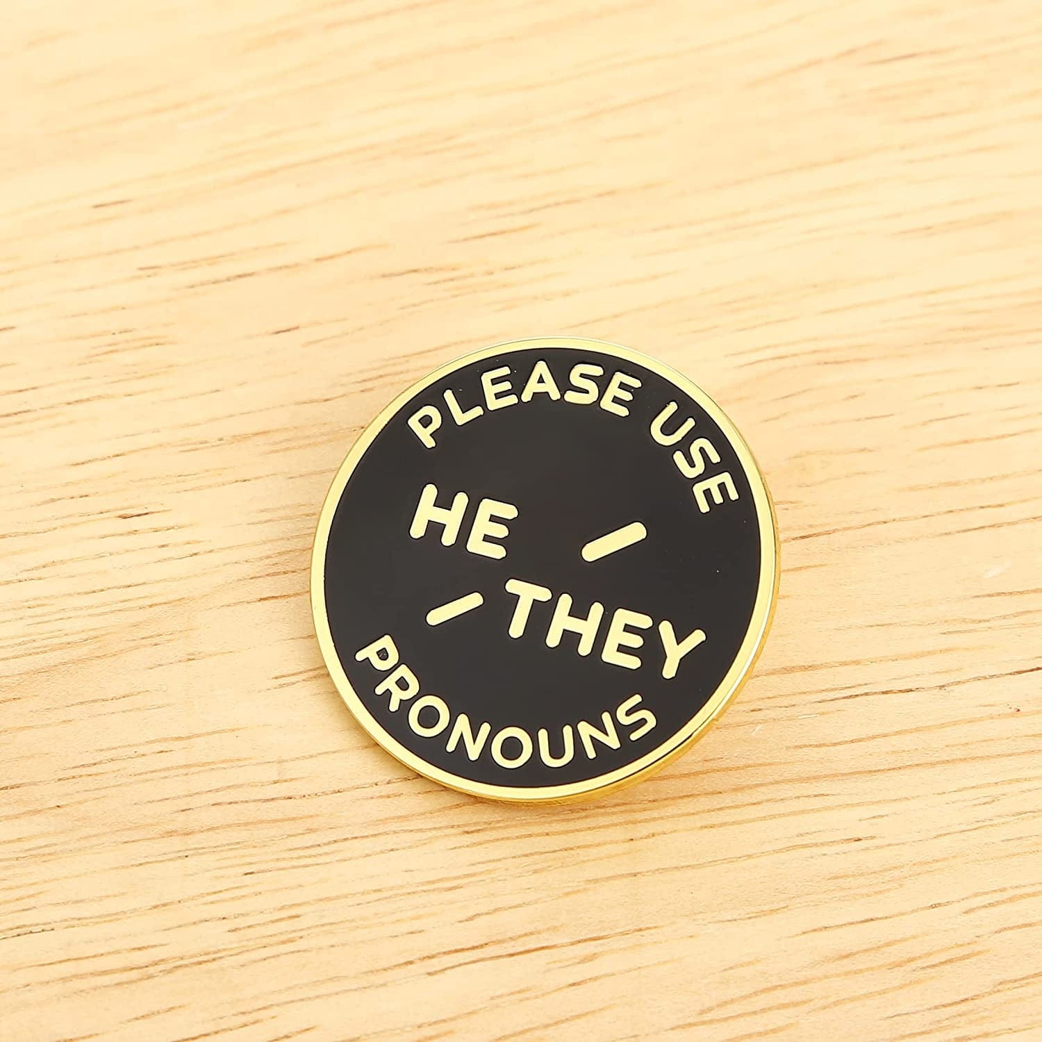 He They Pronoun Brooch Button Non-Binary Badge Enamel Lapel Pin - NB Pride Genderqueer Gender Identity Pin