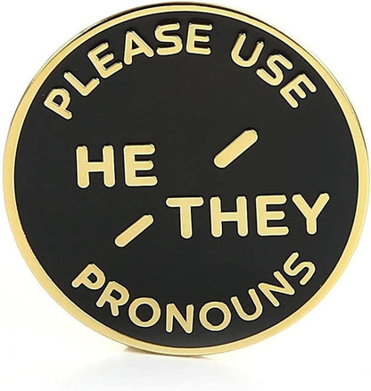 He They Pronoun Brooch Button Non-Binary Badge Enamel Lapel Pin - NB Pride Genderqueer Gender Identity Pin