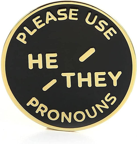 He They Pronoun Brooch Button Non-Binary Badge Enamel Lapel Pin - NB Pride Genderqueer Gender Identity Pin