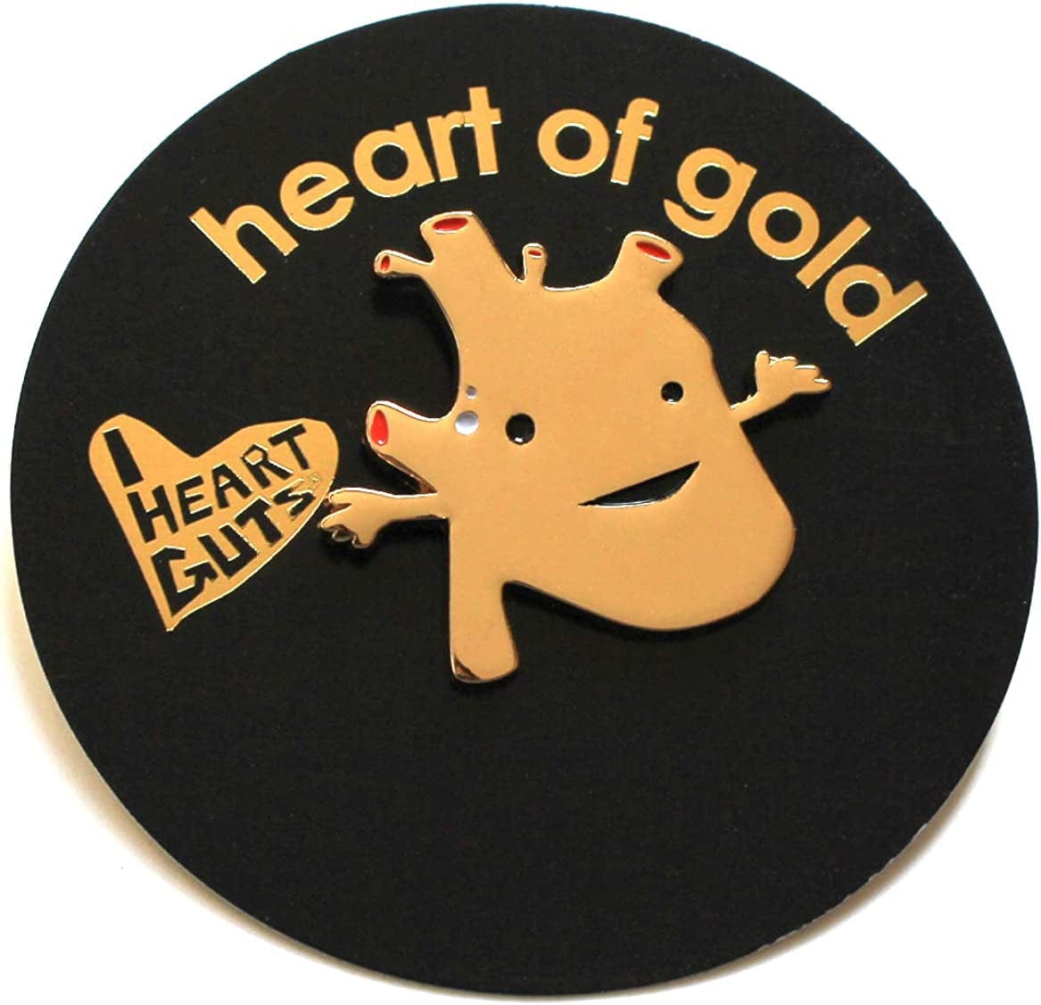 Heart of Gold Lapel Pin - Faux Gold Metallic Enamel Pin