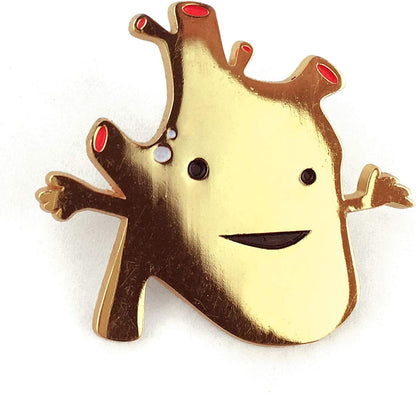 Heart of Gold Lapel Pin - Faux Gold Metallic Enamel Pin