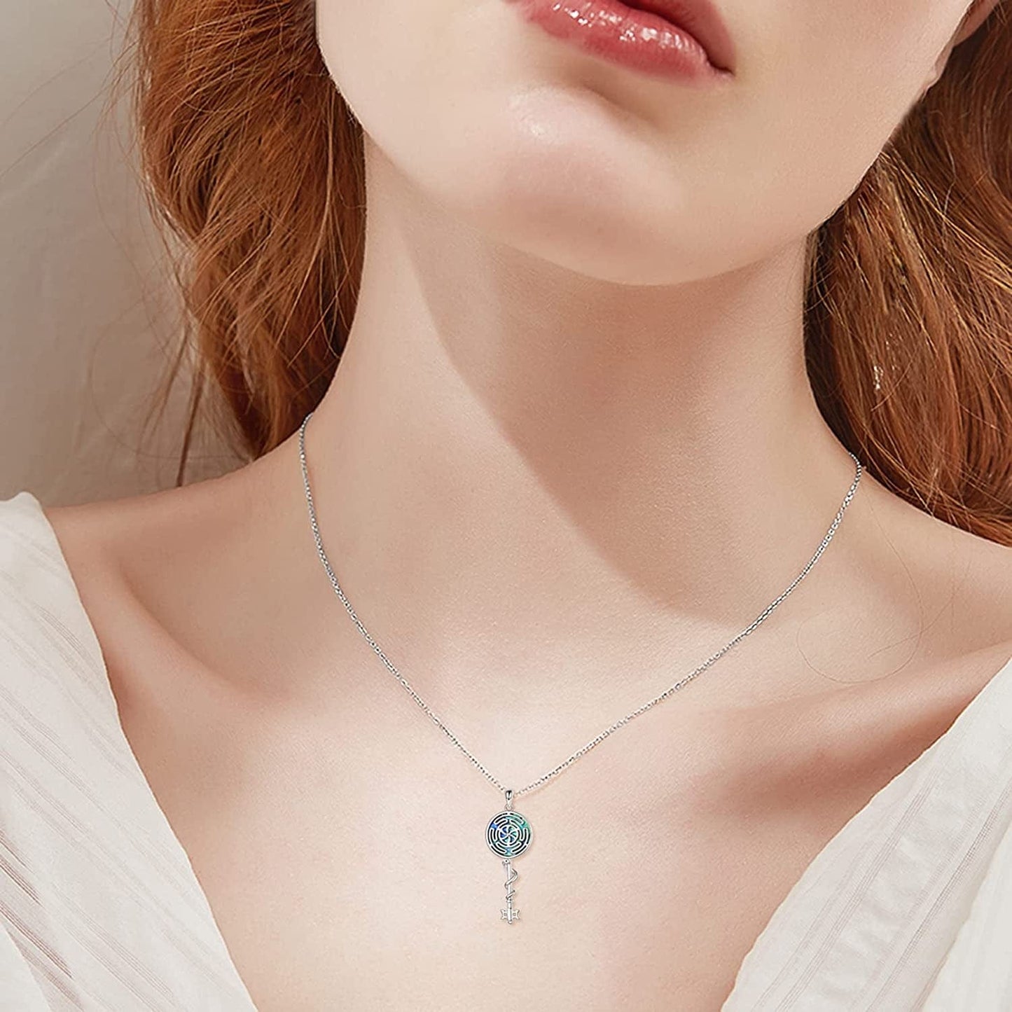 Hecate Necklace S925 Silver Wiccan Wheel of Hecate Goddess Symbol Pendant Necklace for Women Style C-Hecate Goddess
