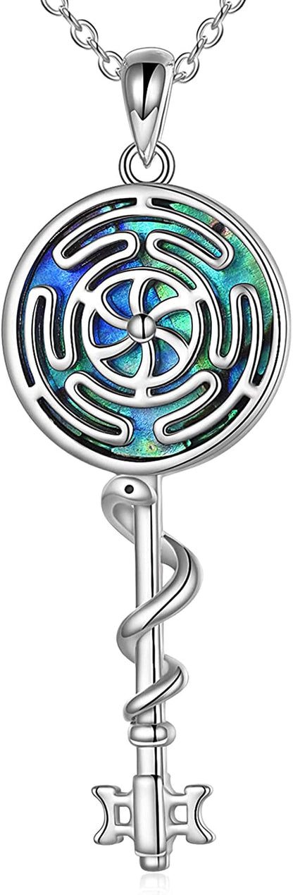 Hecate Necklace S925 Silver Wiccan Wheel of Hecate Goddess Symbol Pendant Necklace for Women Style C-Hecate Goddess