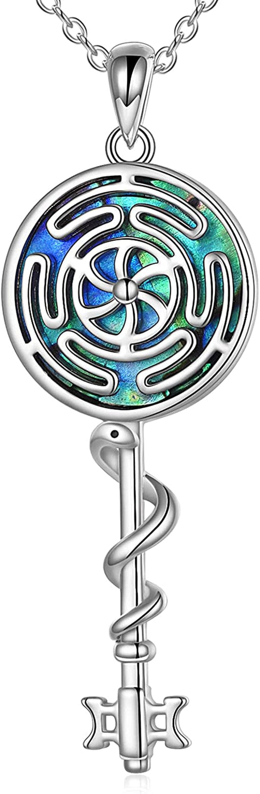 Hecate Necklace S925 Silver Wiccan Wheel of Hecate Goddess Symbol Pendant Necklace for Women Style C-Hecate Goddess