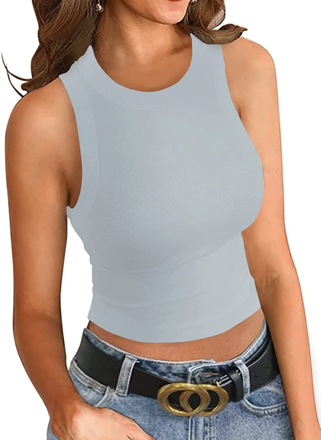 Heydonic Tank Tops for Women Basic Sleeveless Shirts Ribbed Slim Fitted Workout Summer Blouse Sporty Sexy Top Cami