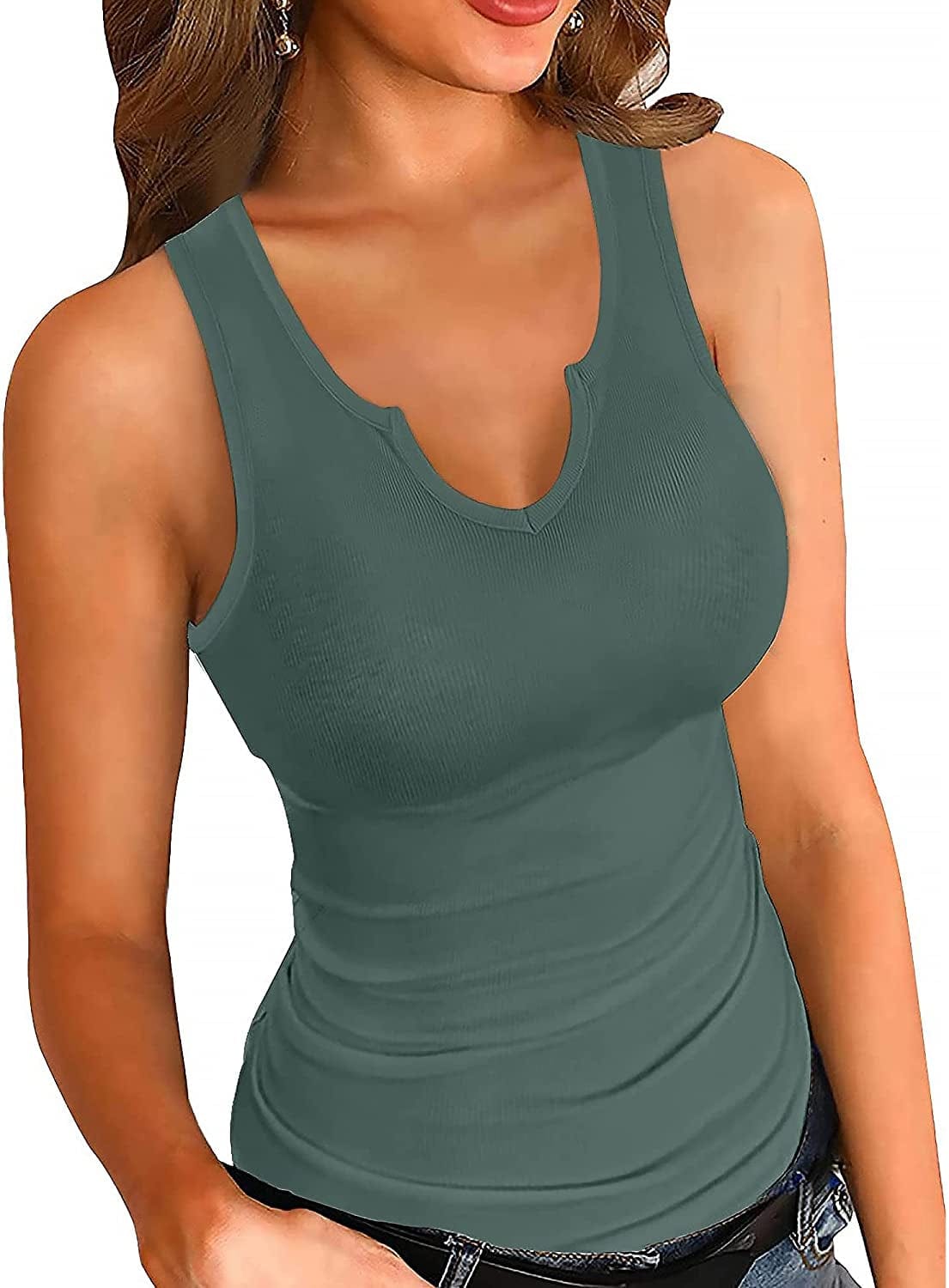 Heydonic Tank Tops for Women Basic Sleeveless Shirts Ribbed Slim Fitted Workout Summer Blouse Sporty Sexy Top Cami