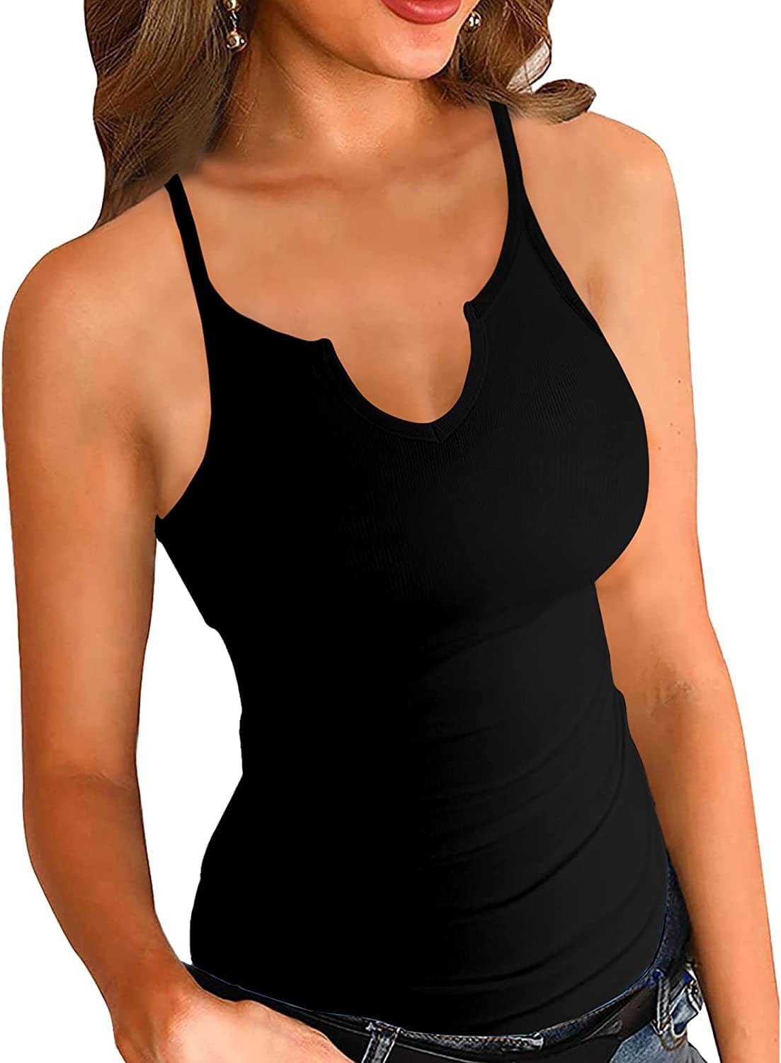 Heydonic Tank Tops for Women Basic Sleeveless Shirts Ribbed Slim Fitted Workout Summer Blouse Sporty Sexy Top Cami