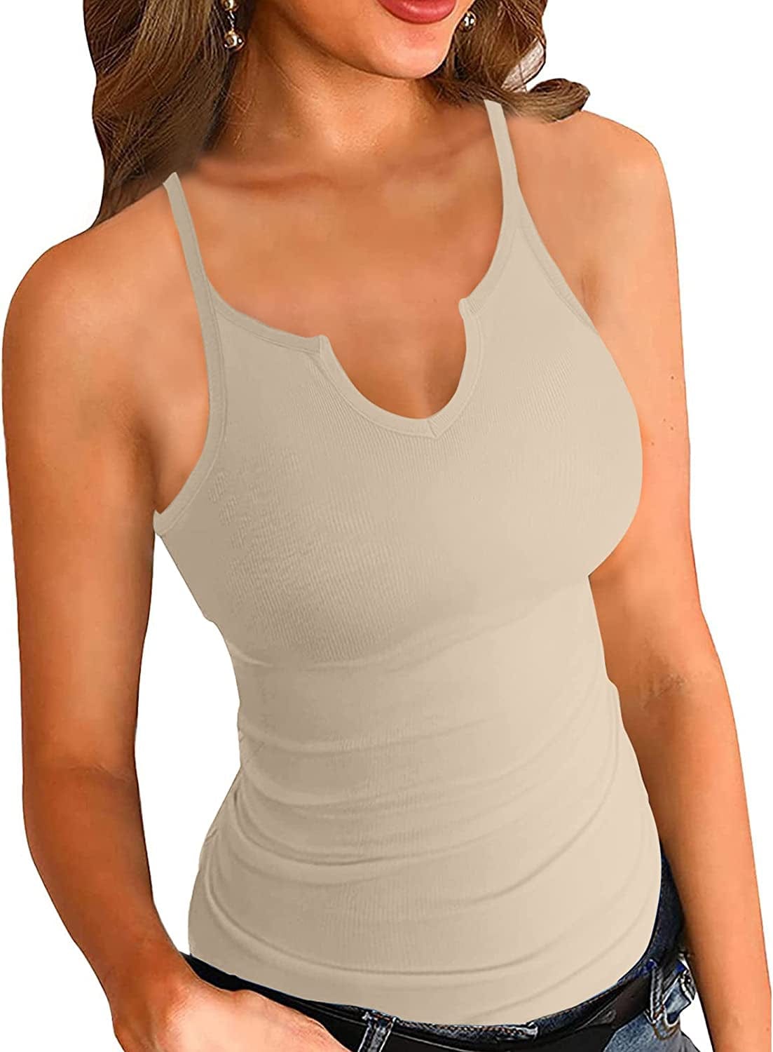 Heydonic Tank Tops for Women Basic Sleeveless Shirts Ribbed Slim Fitted Workout Summer Blouse Sporty Sexy Top Cami
