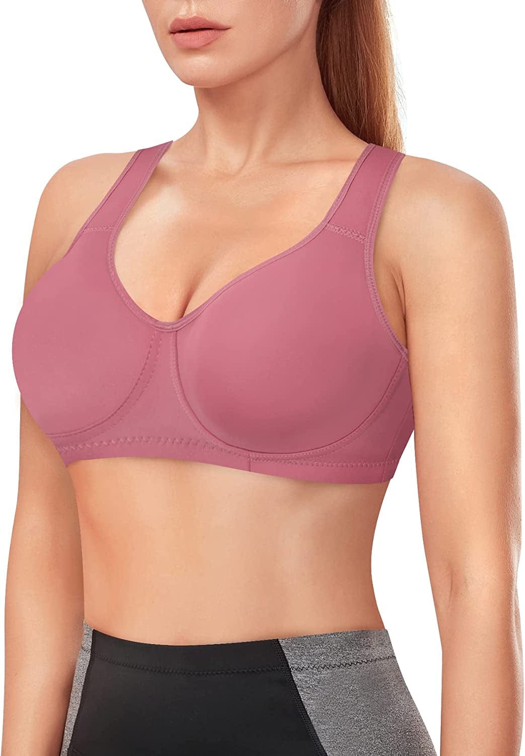High Impact Sports Bra for Women Wireless Adjustable Straps Supportive Bounce Control Girls Gym Workout Running Bra Amaranth Red / XX-Large