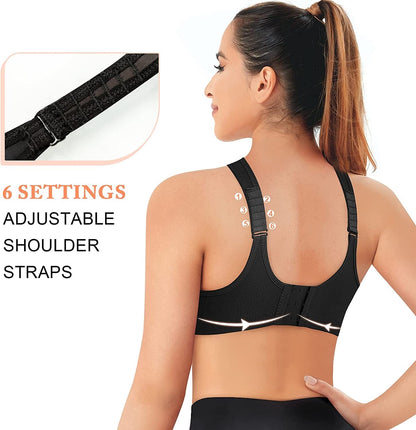 High Impact Sports Bra for Women Wireless Adjustable Straps Supportive Bounce Control Girls Gym Workout Running Bra