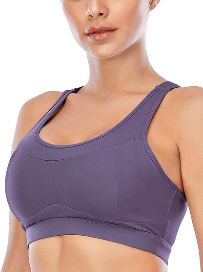 High Impact Sports Bras for Women,Racerback Bra Workout Crop Tops for Women Purple / Small