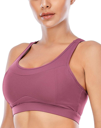 High Impact Sports Bras for Women,Racerback Bra Workout Crop Tops for Women Pink / X-Large