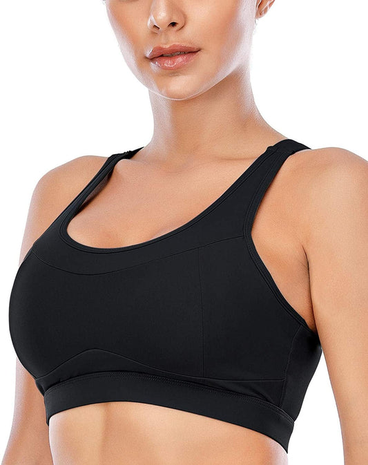High Impact Sports Bras for Women,Racerback Bra Workout Crop Tops for Women Black / Small