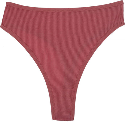 High Waisted Cotton Thongs Underwear for Women Breathable Sport Athletics Panties High Rise plus Size Multipack