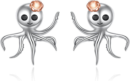 Highland Cow Scottie Dog Greyhound Chihuahua Flamingo Octopus Stud Earrings Sterling Silver Cow Bull Earrings Cute Animal Lover Jewelry Gifts Octopus