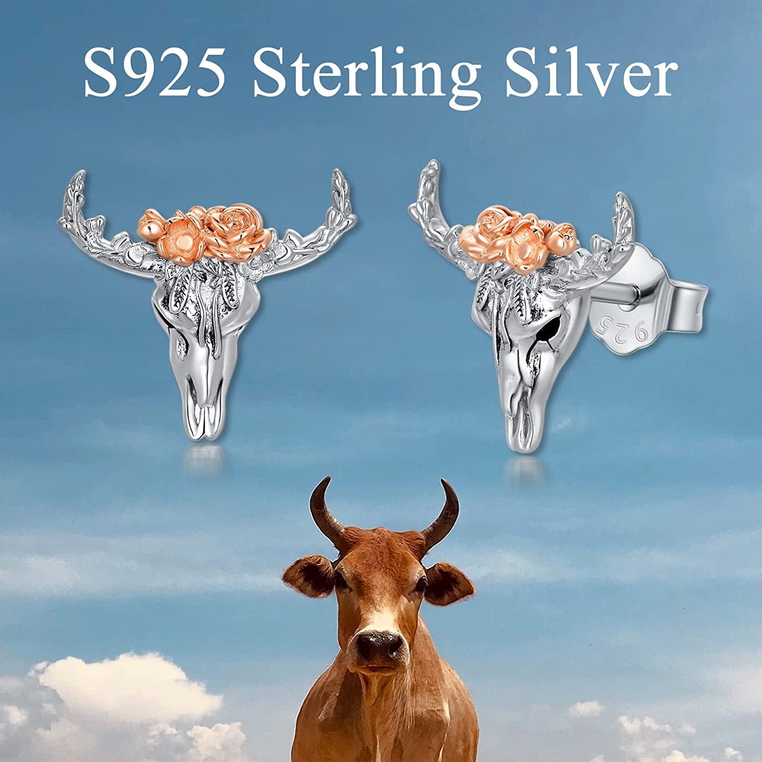 Highland Cow Scottie Dog Greyhound Chihuahua Flamingo Octopus Stud Earrings Sterling Silver Cow Bull Earrings Cute Animal Lover Jewelry Gifts