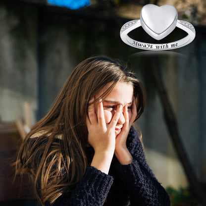 Hold Loved Ones Urn Ring 925 Sterling Silver Always with Me Heart Cremation Urn Ring for Ashes for Women
