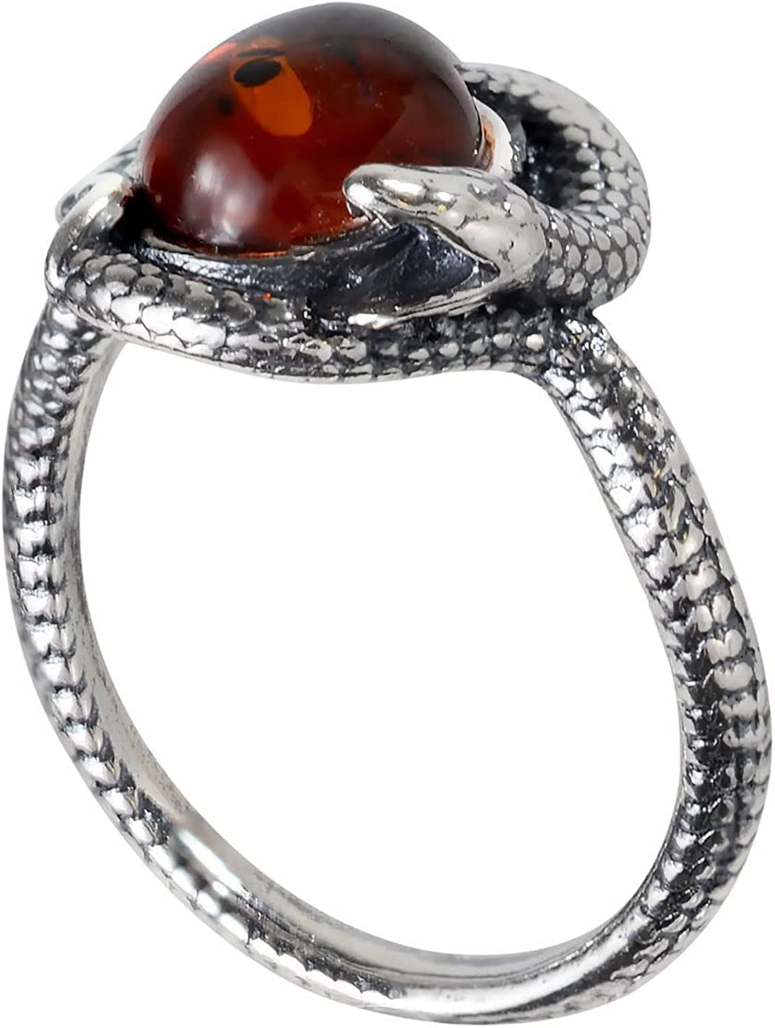 Holidaygiftshops Sterling Silver and Baltic Honey Amber Snake Ring