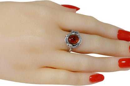 Holidaygiftshops Sterling Silver and Baltic Honey Amber Snake Ring