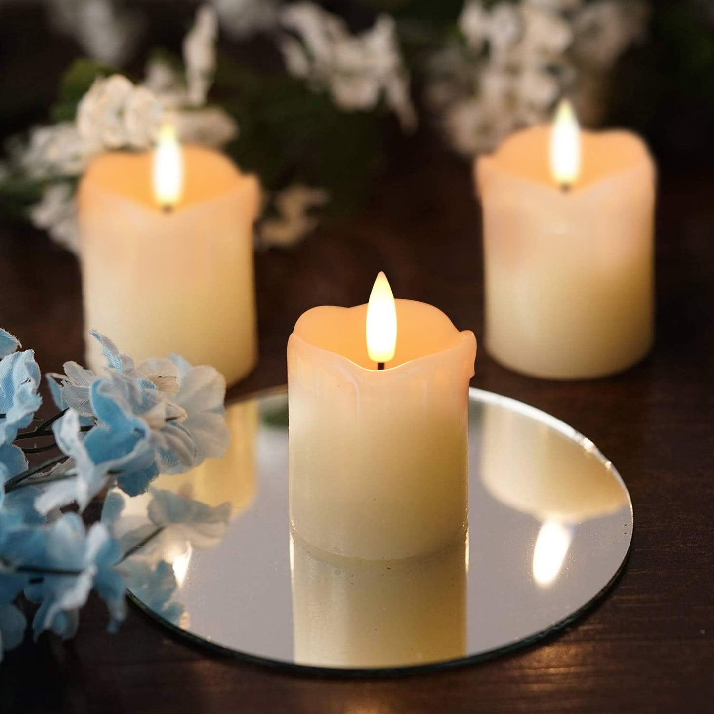 Homemory Flameless Votive Candles with Timer, 2" X 2" Real Wax, 400+Hour Realistic Black Wick Battery Operated Candles, Set of 6 for Wedding, Party and Holiday Decoration (Battery Included)